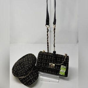 Bundle!! Badgley Mischka Tweed Bag NWT and Matching Newsboy Hat